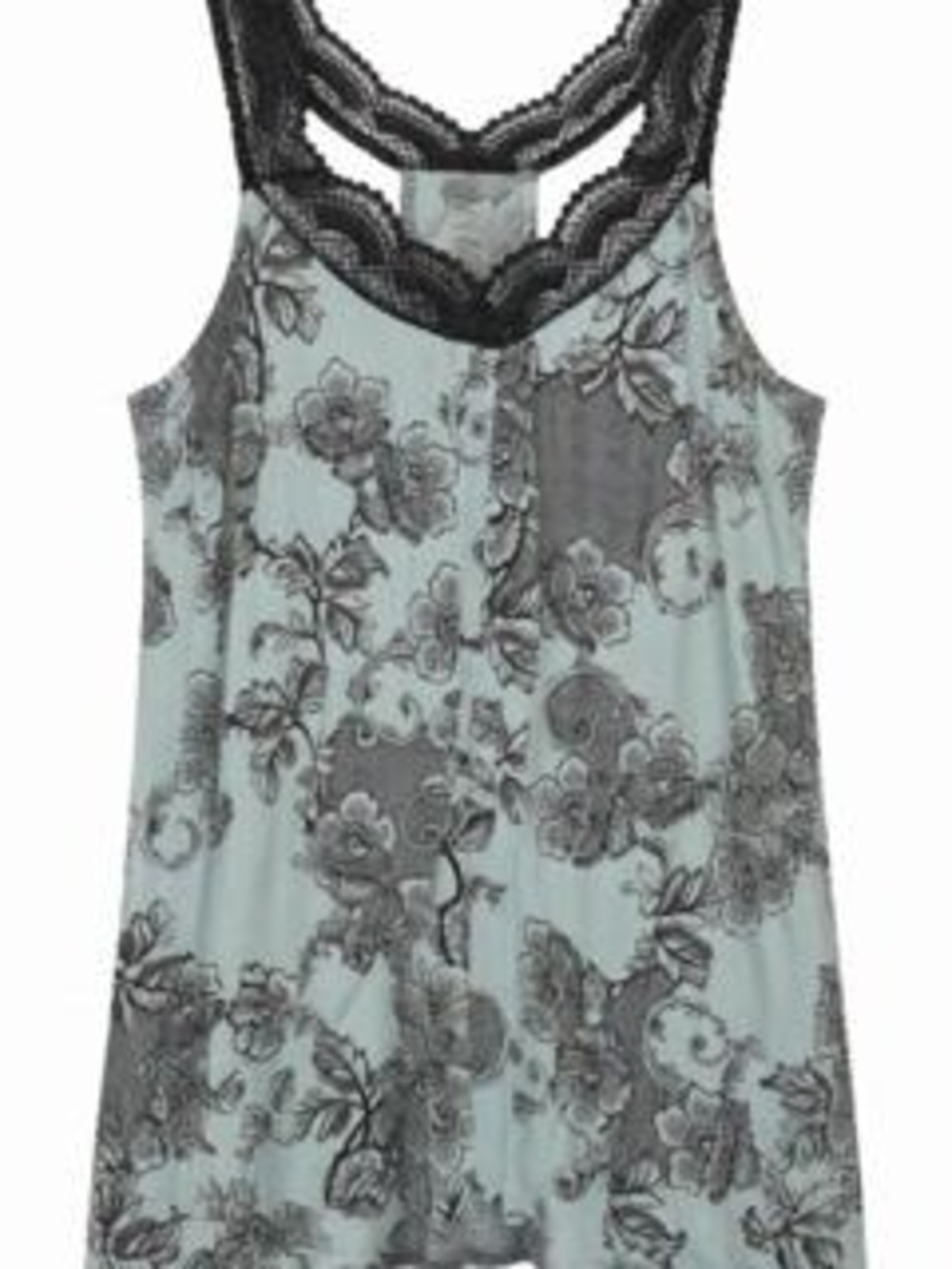 Apt. 9 Blue Black Women's Lace Trim Floral Tank Top XXL Rayon Relaxed Fit